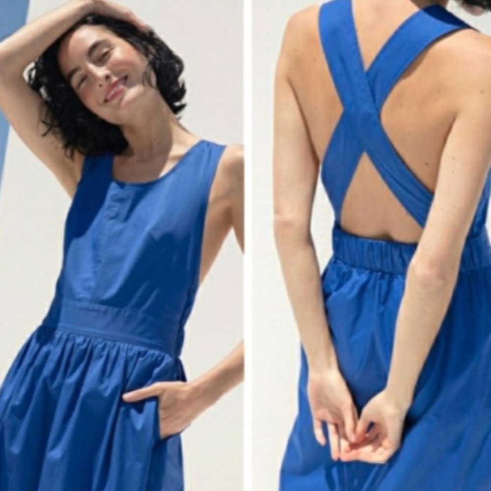 Everlane Clean Cotton Cross-Back Dress size 8
